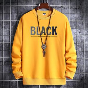 Promo Sweater Keren Kaos Pria Black Sweatshirt Elegan Crewneck Trendy Sweter Cowok Kasual Kekinian