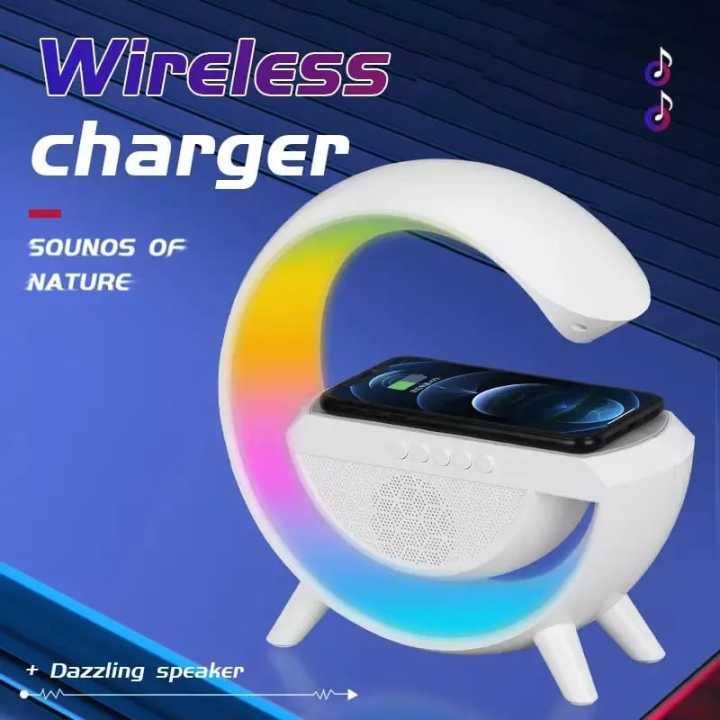 TOKOKU Speaker Smart Home Atmospheric Lamp LED Speaker Bluetooth Charger  Wireless 3in1 Multifungsi Ambient Light 15w Wireless Charger Bluetooth