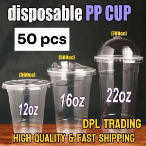 [50pcs / 100pcs ] Plastic PP Y Cup with Lids SET! (8oz 12oz 16oz 22oz) 95mm for Milktea Plastic Cups dpl