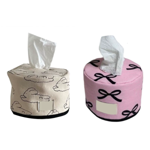 Elegant Round Cotton Tissue Storage Box Desk Organizer Easy Cleaning Paper Towel Holder Perfect Housewarming Gift