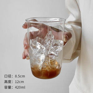 Borosilicate Glass Iced Latte Coffee Cup with Lid Heat - Resistant High Borosilicate Glass American | Barangan Berkualiti Reka Bentuk Praktikal Mudah Guna