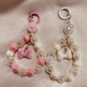 Hmeme Mobile Phone Lanyard Short Style Wrist Strap Women Bow Knot Hand-held Chain Pendant Lanyard Anti-Lost Phone Charm Strap