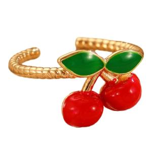 Modern Cherry Rings Date Comfortable Rings Adjustable Rings Copper Texture Suitable for Trendy Youthful Women
