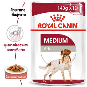 Royal Canin Medium Adult Pouch (04/27)- โรยัล คานิน อาหารเปียก โตพันธุ์กลาง (140กรัม x10ซอง)