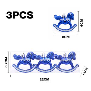 WXUZGC168 3Pcs Electroplated Rocking Horse Ornament Plastic Hand Painted Christmas Tree Ornament Festive Horse Shape Christmas Tree Hanging Holiday Party