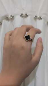Cincin Wanita Clover Rose Gold Titanium Original Anti Luntur Dan Karat