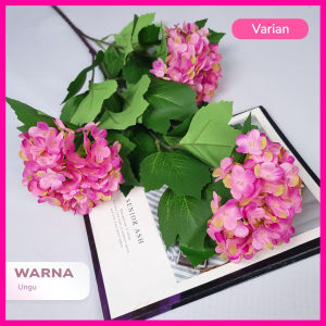 Hydrangea Artificial 3 Cabang/Hortensia Palsu/Hydrangea Tangkai Panjang 75cm (NK-118)