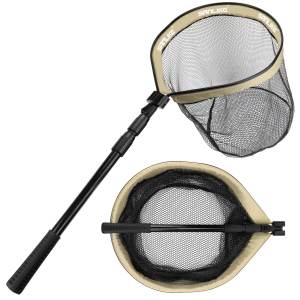 SANLIKE Fishing Net 1M/2M Collapsible Telescopic Pole Fishing Net Carbon Tube - Folding Extend Rubber Coated Freshwater Saltwater Landing Net for Trout Bass Steelhead Salmon