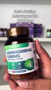 Estalife Ashwagandha 8000MG Pure Extract Supplement Natural Herbal Aid Relieve Stress Improve Sleep Boost Immunity Energy & Balanced Mood Daily Wellness