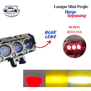 Lampu LED Mini Projie Premium Blue Lens Devil Demon Eyes Merah 2 Mata 3 Mata 1 Set