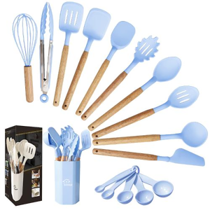 ชุดอุปกรณ์ทำอาหารซิลิโคน 16 ชิ้น พลาสติกซิลิโคนเกรดอาหาร ทนความร้อน ไม่ติดกระทะ มีดขูด ล้างทำความสะอาดง่าย