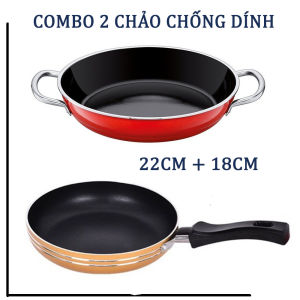 [COMBO TIỆN DỤNG] Chảo 2 quai 22 cm và chảo 1 quai 18cm chống dính cao cấp hợp kim nhôm dẫn nhiệt tốt an toàn và tiện lợi(có nhiều phân loại lựa chọn)
