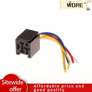 WORE รีเลย์ DC24V DC12V รถจักรยานยนต์ 1ชุด80A รีเลย์ยานยนต์กันน้ำ4 5ขาพร้อมซ็อกเก็ตแบบมีสาย