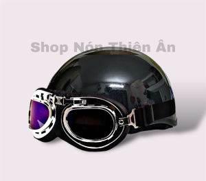 Nón Bảo Hiểm Kính Phi Công Nửa Đầu - Mũ Bảo Hiểm Sơn Phủ Nano Kèm Kính UV - Thời Trang Hợp Với Nam & Nữ