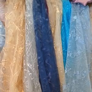 Kain TILLE MUTIARA/AKAR/BORDIR/kebaya bridesmaid seragam(harga tertera per 0.5 meter) MOTIF RANDOM YA KAK