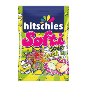 Hitschies Softi mix ลูกอมรสผลไม้รวม 90g มีประมาณ 20 ชิ้น มี 2 รสชาติ กลูเตนฟรี มีฮาลาล จากเยอรมนี