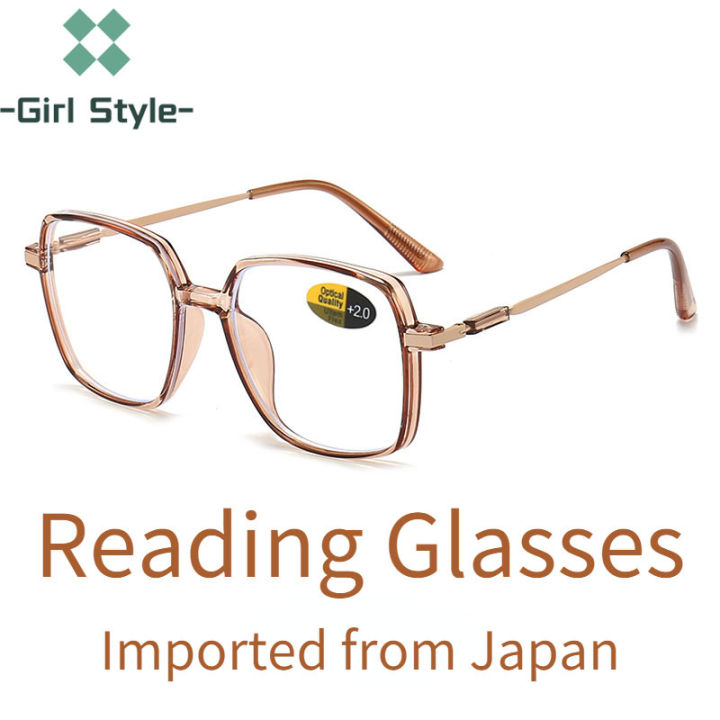 GS Made In Japan High Quality Anti Radiation Reading Glasses with Grade  Oversize for Round Face Blue Light Protection Ultra Light Square Frame for  Eye