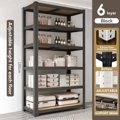 6Tier Metal Boltless Detachable Rack Warehouse Store Kitchen Rack Office Shelf High Support Reset Shelf Household 置物架