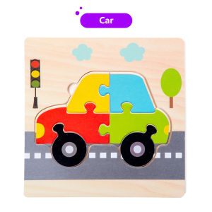 BEVAVAR Puzzle kayu mainan edukasi wooden toys kartun hewan puzzle anak