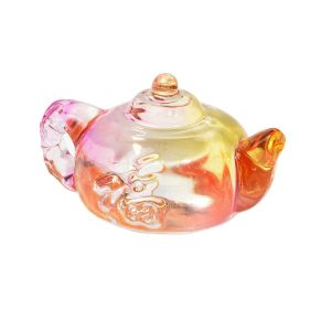 DUOJI Trang trí Ấm trà nhỏ màu Bền Độc đáo Tượng ấm trà trong suốt Tinh tế Nhiều màu Đồ trang trí ấm trà pha lê Trang trí để bàn