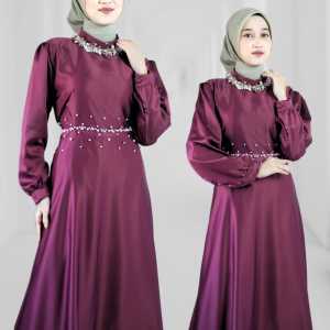 BRINA GAMIS LEBARAN KEKINIAN / GAMIS JUMBO / DRESS SATIN MAXI TERBARU / LONG DRESS VARIASI PAYET / GAUN PESTA