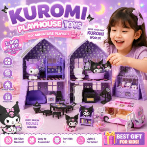 Sanrio Kuromi My Melody Play Castle Room Double Sided Kids Pretend Toy Girl DIY Educational Set