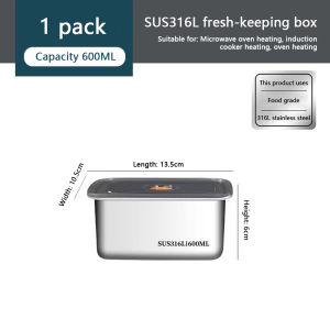 B.LIVEM 【การจัดส่ง 2-3 วัน】316 คอนเทนเนอร์อาหารสแตนเลสสแตนเลสกล่องเก็บสด ถาดเก็บอาหารสแตนเลสพร้อมฝาความจุสูญญากาศขนาดใหญ่เก็บกล่องสด