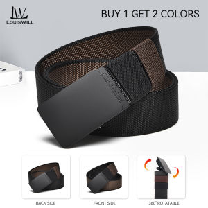 LouisWill Men Belt Outdoor Leisure Belt Quick Release Buckle Belt Rotating Buckle Nylon Waistband Double-Sided Two-Color Belt Youth Sports Canvas Pant Belt Simple Nice Waistband Nylon