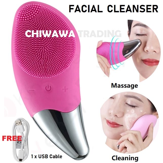 USB Rechargeable Electric Silicone Ultrasonic Vibrate Facial Cleansing  Brush Waterproof Face Washing Massage Beauty Tool Fine Lines & Wrinkles  Massager Adjustable Vibration Frequency Device - Lazada