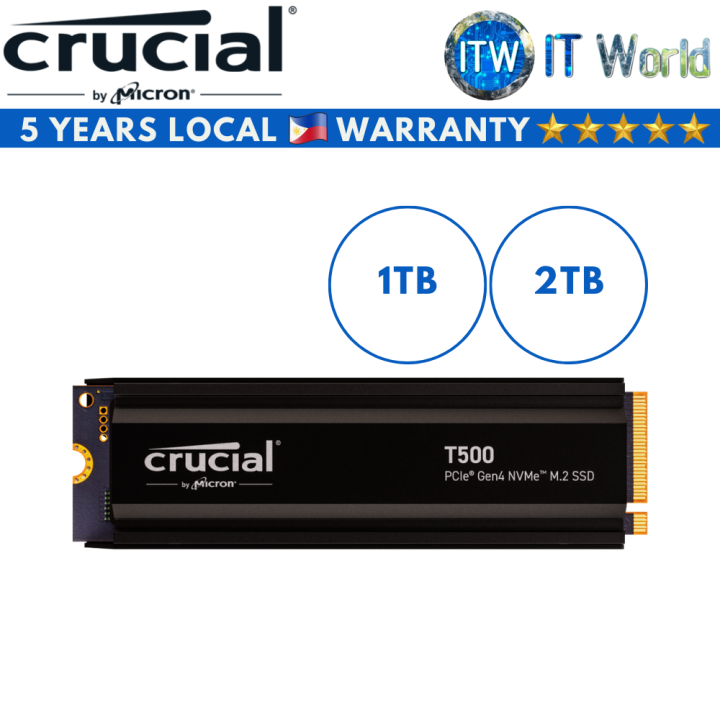 Crucial T500 PCIe Gen4 NVMe M.2 Internal SSD With Heatsink (1TB | 2TB ...