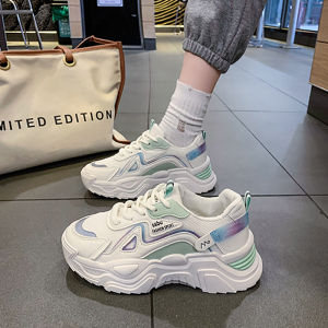 2025 New Womens Shoes Casual Outdoor Sneakers School Style Versatile White Shoes Trendy Colorful Sneakers Thick Sole Height-Enhancing