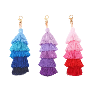 Colorful Tassels Bag Charm for WomenLayered Tassels Keychain Keyring Purse Handbag Decor Pendant Car Keyring Holder