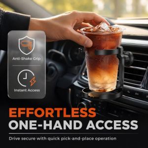 PHANT Durable Car Cup Holder Space-Saving Foldable Car Beverage Holder Multifunctional Anti-shake Air Outlet Vent Drink Bracket Vehicle Interior