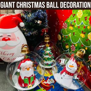 Giant Christmas Ball Decoration 60cm Transparent Giant Inflatable Christmas Ball With Lights PVC Christmas Ornaments Inflatable Decor