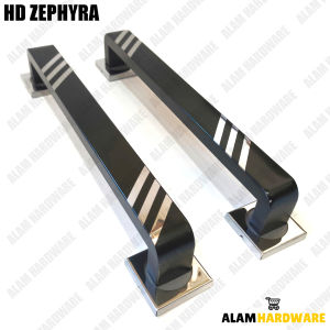 Paket 2 Pasang Gagang Pintu Rumah Minimalis Type ZEPHYRA 35 Cm Dan 45 Cm Dengan Body Kunci