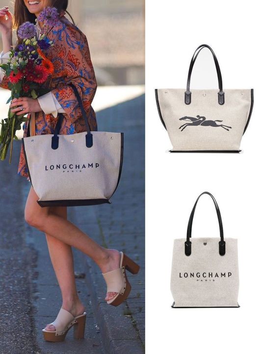 Longchamp roseau discount canvas tote