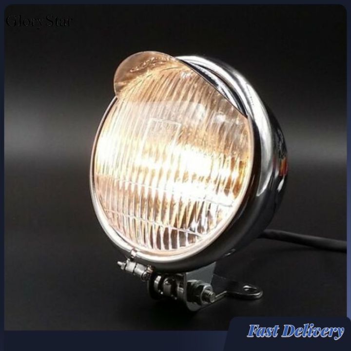 LED Bullet Faro Lampada Anteriore Cafe Racer Retro Vintage Cruiser Bobber Choppers Custom (Nero