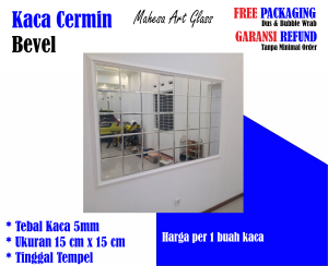 Kaca cermin Bevel 15 x 15 cm tebal 5ml - Cermin hiasan dinding - Cermin kaca