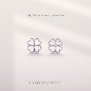 LAZO DIAMOND Everyday Lucky Clover Stud Earrings in 375/9K White Gold