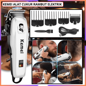 STOK READY Kemei Cukur Rambut Professional Barber Hair Clipper Trimmer / mesin cukur rambut kemei super tajam elektrik tanpa kabel charger di cas anti panas barber shop full set lengkap murah portable / alat cukur rambut kemei elektrik tanpa kabel charger