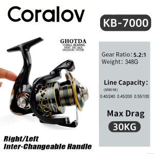 CORALOV SHIMANO BK2000-7000 Reel Pancing Full Besi Murah Cuci Gudang Real Pancing Reel Pancing Murah Berkualitas Gulungan Pancing Fishing Spinning Reel Metal Spool 5.2:1/4.7:1 13BB Ball Bearings Carp Fishing Reel rill murah dan kuat