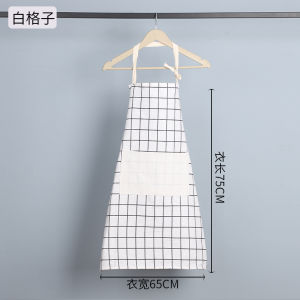 Cotton Linen Kitchen Apron Oil Resistant Thickened Plaid Korean Cooking