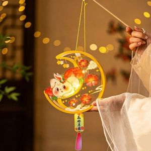 LIDIP Glow In The Dark Rabbit Lantern Festive Lighting Creative Glowing Lantern Japanese Style Led Handheld Lantern Mid-Autumn Festival