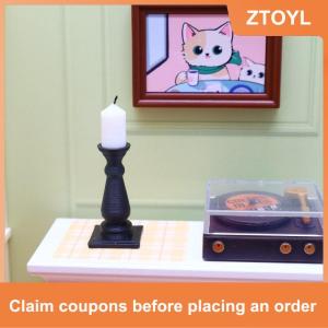 【ZTOYL】 4pcs búp bê nhà trang trí mini nến với cơ sở mô phỏng mô hình nến 1 12 Dollhouse phụ kiện thu nhỏ