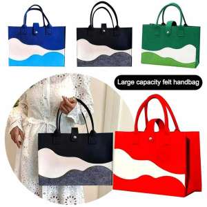 New Fashion Women Bag Felt Cloth HandBag Large Capacity Totes Ladies Solid Color Travel Shopping Bag