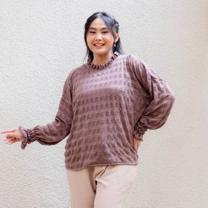 Yoenik Apparel Leony Lace Tops - Atasan Wanita Kekinian - Blouse Korea Kerah Turtle - Atasan Trend Ootd