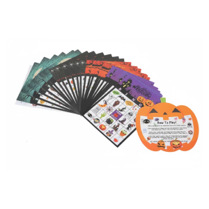 Halloween Themed Bingo Game Cards For Large Groups Paper Materials 24 Piece Party Entertainment