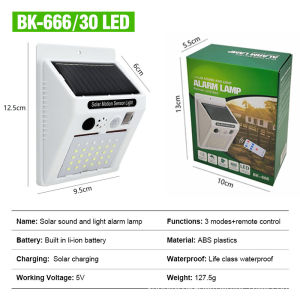 Đèn ốp tường chống thấm nước ngoài trời đèn chống trộm bằng năng lượng mặt trời bộ chống trộm âm thanh bộ chống trộm cảm ứng của cơ thể con người chống động vật chống trộm đèn nhấp nháy âm thanh rất lớn.