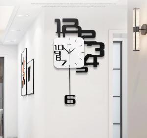 Nordic Style Creative Swing Wall Clock Home Mute Wall Clock Living Room Bedroom Digital Quartz Clock