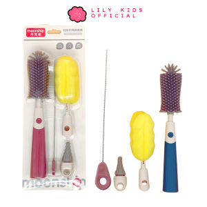 Bộ cọ rửa bình sữa núm ty 4 chi tiết Moonship 359 355 cao cấp